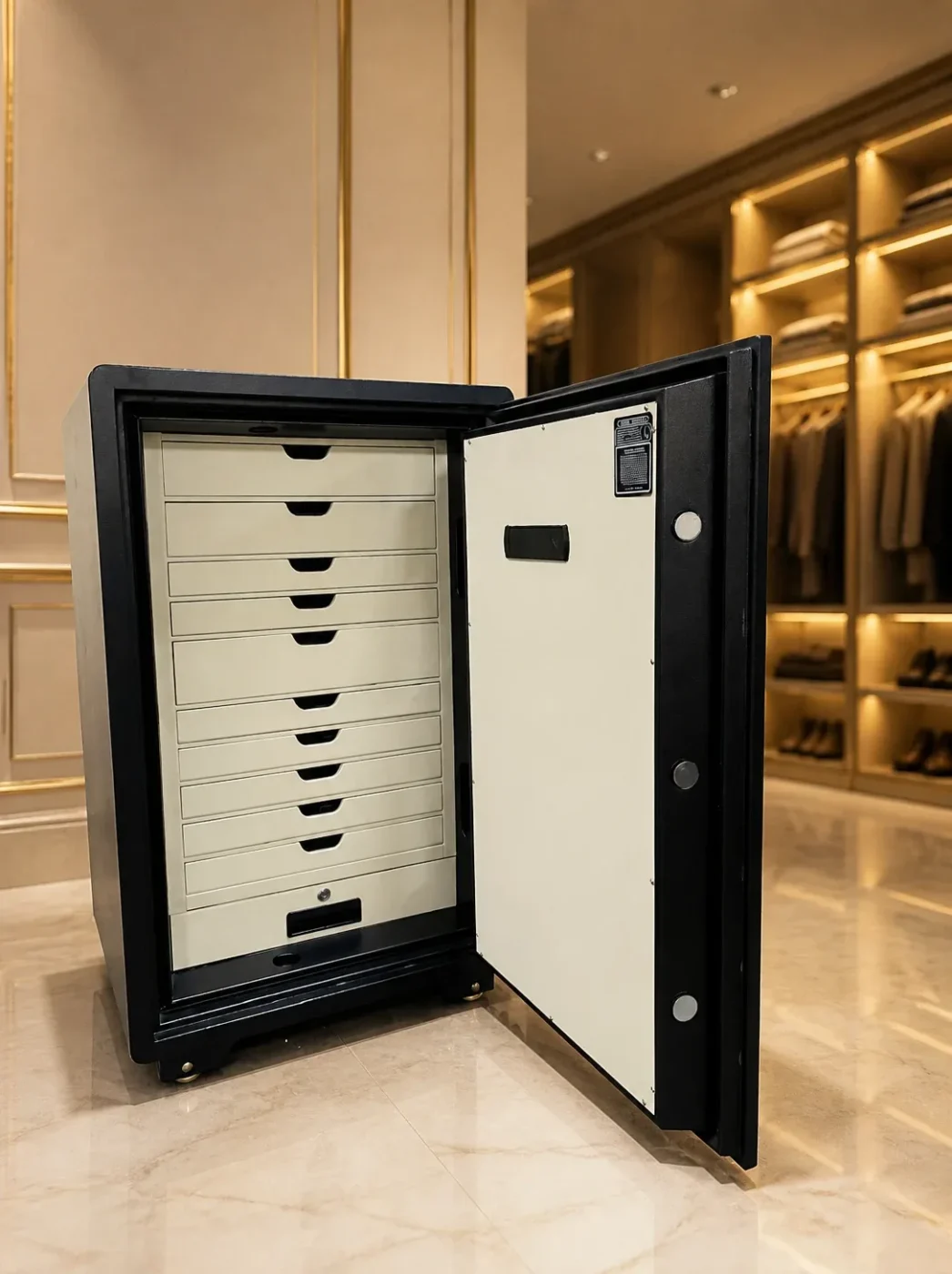 Black & Ivory luxury jewellery safe with 11 drawers – 2