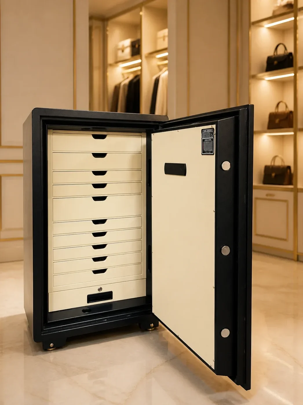 Black & Ivory luxury jewellery safe with 11 drawers – 3