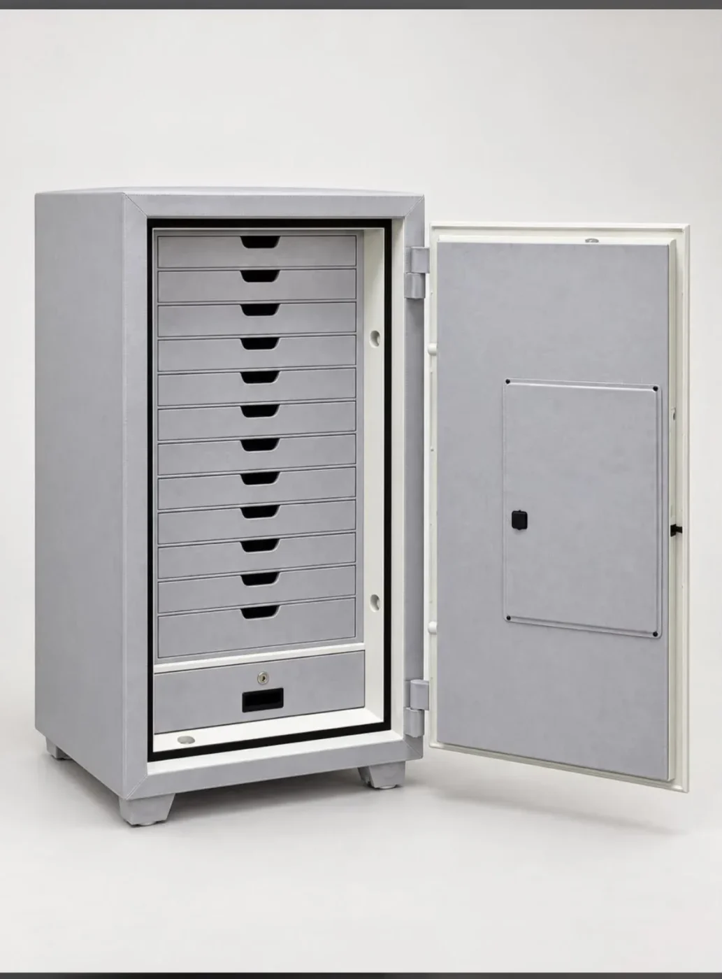 Eagle Silver Grey luxury jewellery safe with 12 drawers – certified fire-resistant